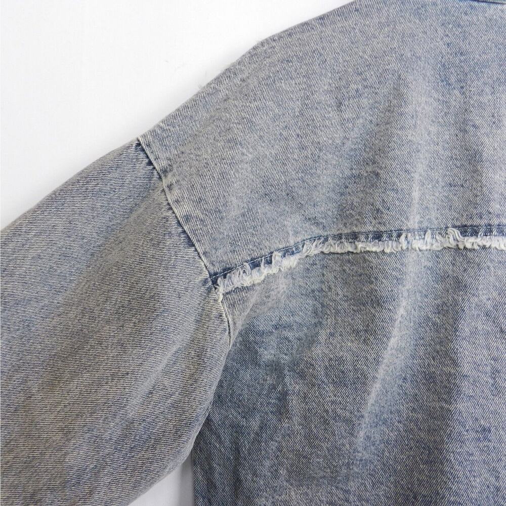 Emory Park Distressed Cutoff‎ Fringe Jean Jacket Size S Blue Faded Denim Western - Picture 7 of 10
